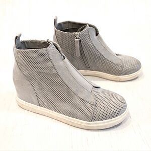 MADDEN GIRL Perry Women's Grey Perforated High-Top Hidden Wedge Sneakers Booties